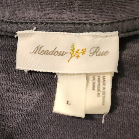 Anthropologie Meadow Rue Dark Grey 3/4 sleeve button down shirt Size L - Picture 11 of 15